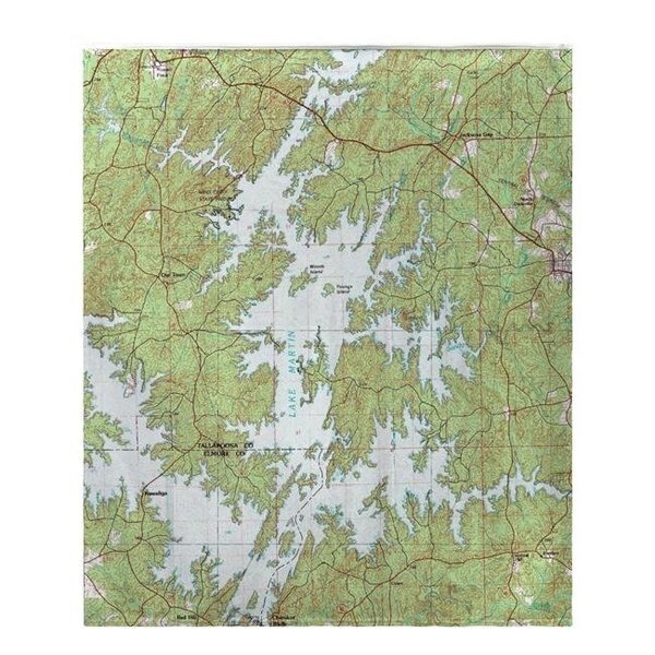 Betsy Drake BK975 50 x 60 in. Lake Martin; AL Nautical Map Fleece Throw, Betsy Drake, Mfr#: BK975